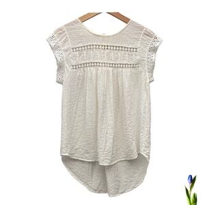Ro & De White Boho Cap Sleeve Blouse size XS XP
